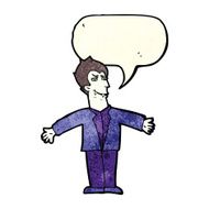 cartoon vampire man with open arms speech bubble N4