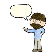 cartoon bearded man pointing with speech bubble N4