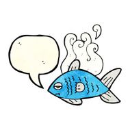 cartoon funny fish with speech bubble N4