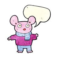 cartoon mouse in clothes with speech bubble N3