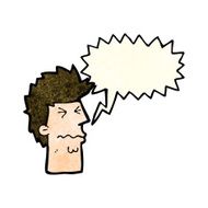cartoon stressed out face with speech bubble N4
