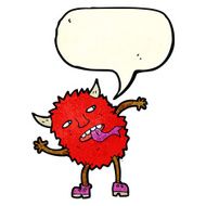 funny cartoon monster with speech bubble N9
