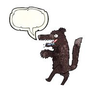 cartoon big bad wolf with speech bubble