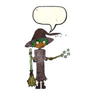 cartoon witch casting spell with speech bubble N7