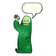 cartoon waving halloween ghoul with speech bubble N3