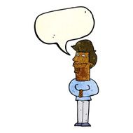 cartoon nervous man with speech bubble N32
