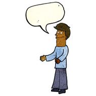 cartoon man shrugging shoulders with speech bubble N11