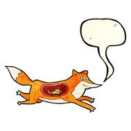 cartoon fox with mouse in belly speech bubble N2