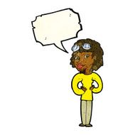 cartoon aviator woman with speech bubble N3