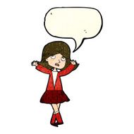 cartoon unhappy girl with speech bubble N4