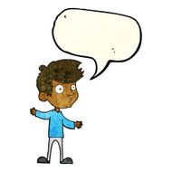 cartoon curious boy with speech bubble N9