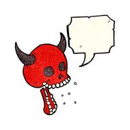 cartoon spooky skull with speech bubble N33
