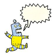 cartoon terrified robot with speech bubble N4