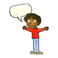 cartoon enthusiastic man with speech bubble N3
