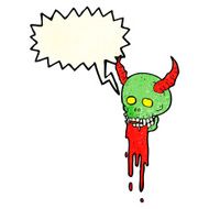 cartoon spooky halloween skull with speech bubble N4