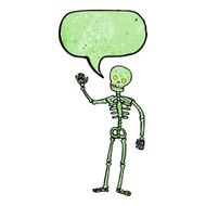 cartoon waving skeleton with speech bubble N4