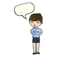 cartoon annoyed woman with speech bubble N46