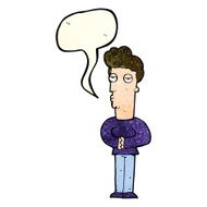 cartoon jaded man with speech bubble N4