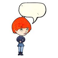 cartoon nervous woman with speech bubble N7