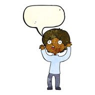 cartoon frightened man with speech bubble N20