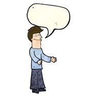 cartoon man shrugging shoulders with speech bubble N12