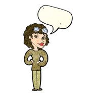 cartoon aviator woman with speech bubble N4