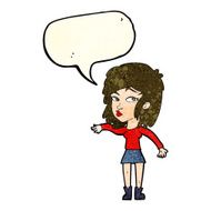 cartoon woman playing it cool with speech bubble N3