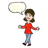 cartoon woman with no worries speech bubble N10