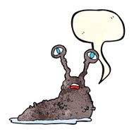 cartoon gross slug with speech bubble N4