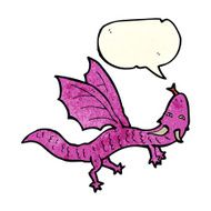 cartoon little dragon with speech bubble N2