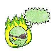 cartoon skull with eye patch speech bubble N3