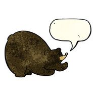 cartoon stretching black bear with speech bubble N2
