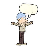 cartoon alien squid face man with speech bubble N4