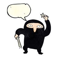 cartoon ninja with speech bubble N3