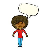 cartoon woman shrugging shoulders with speech bubble N120