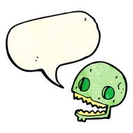 cartoon spooky skull with speech bubble N35