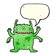cartoon alien monster with speech bubble N3