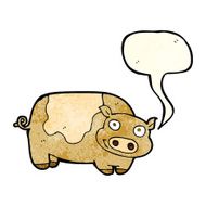 cartoon pig with speech bubble N5