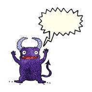 cartoon little devil with speech bubble N5
