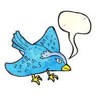 cartoon garden bird with speech bubble N9