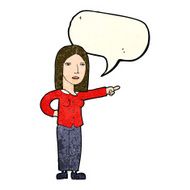 cartoon woman pointing with speech bubble N51