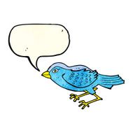 cartoon garden bird with speech bubble N10
