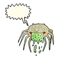 cartoon gross halloween spider with speech bubble N5