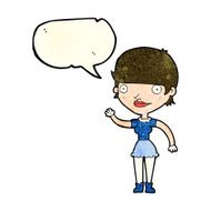 cartoon woman with idea speech bubble N60