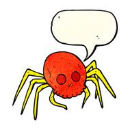 cartoon spooky halloween skull spider with speech bubble N3