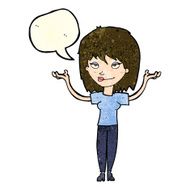 cartoon woman shrugging with speech bubble N14
