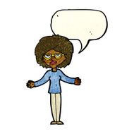 cartoon woman wearing spectacles with speech bubble N10