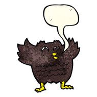 cartoon black bird with speech bubble N4