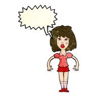 cartoon girl fight with speech bubble N3