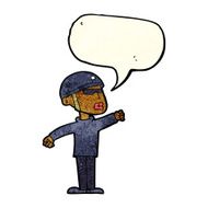 cartoon security guy with speech bubble N3